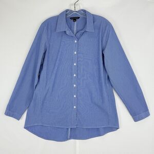 Zac & Rachel Women's Blouse Blue Striped Size L Long Sleeves